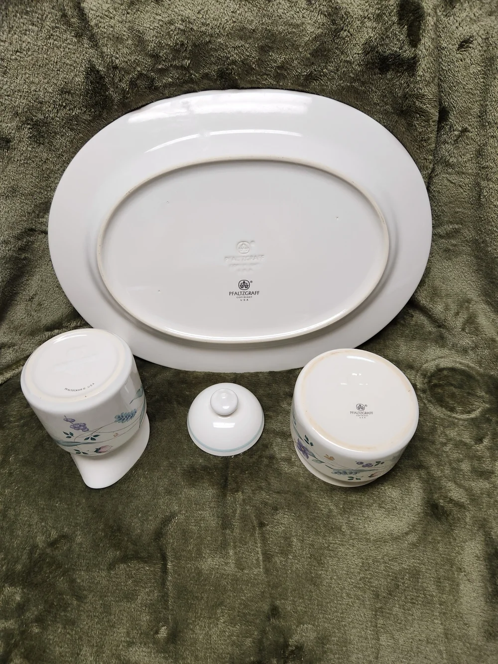 Pfaltzgraff White Dinnerware Set with Lavender and Teal Floral Accents